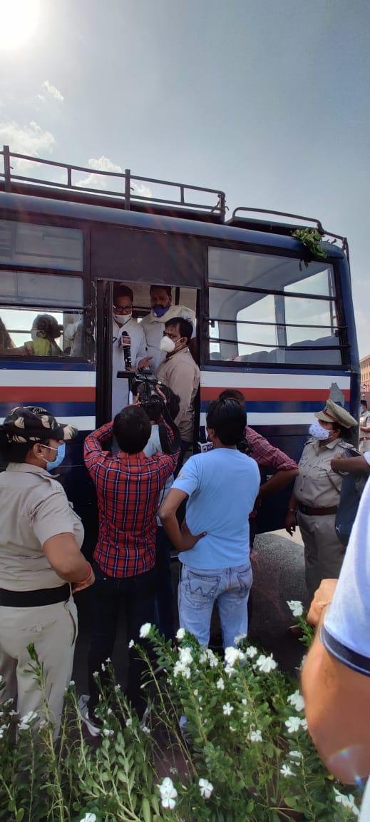 Congress MP P L Punia and other congress party workers detained