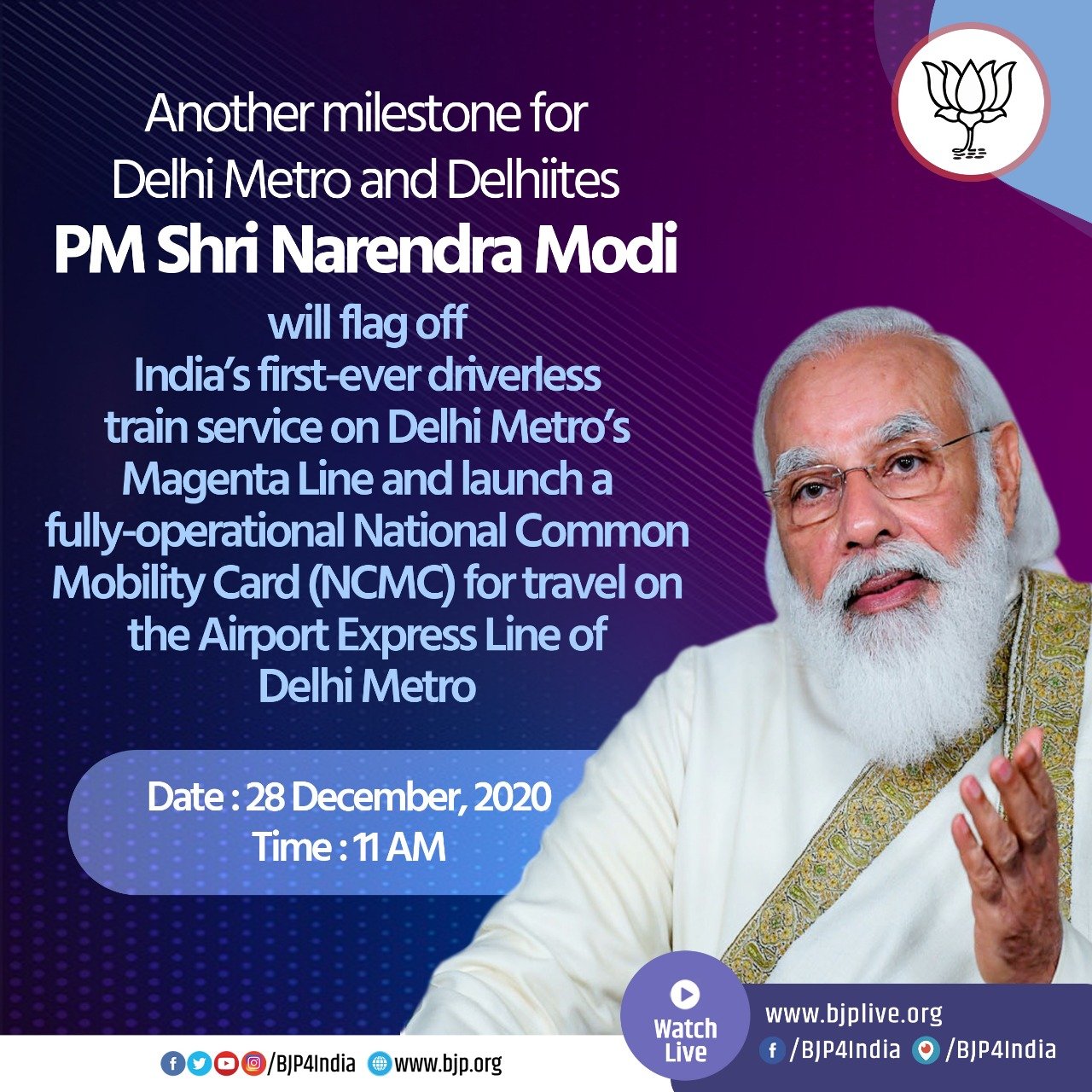 PM Modi inaugurate India’s first-ever driverless train operations on Delhi Metro’s Magenta Line