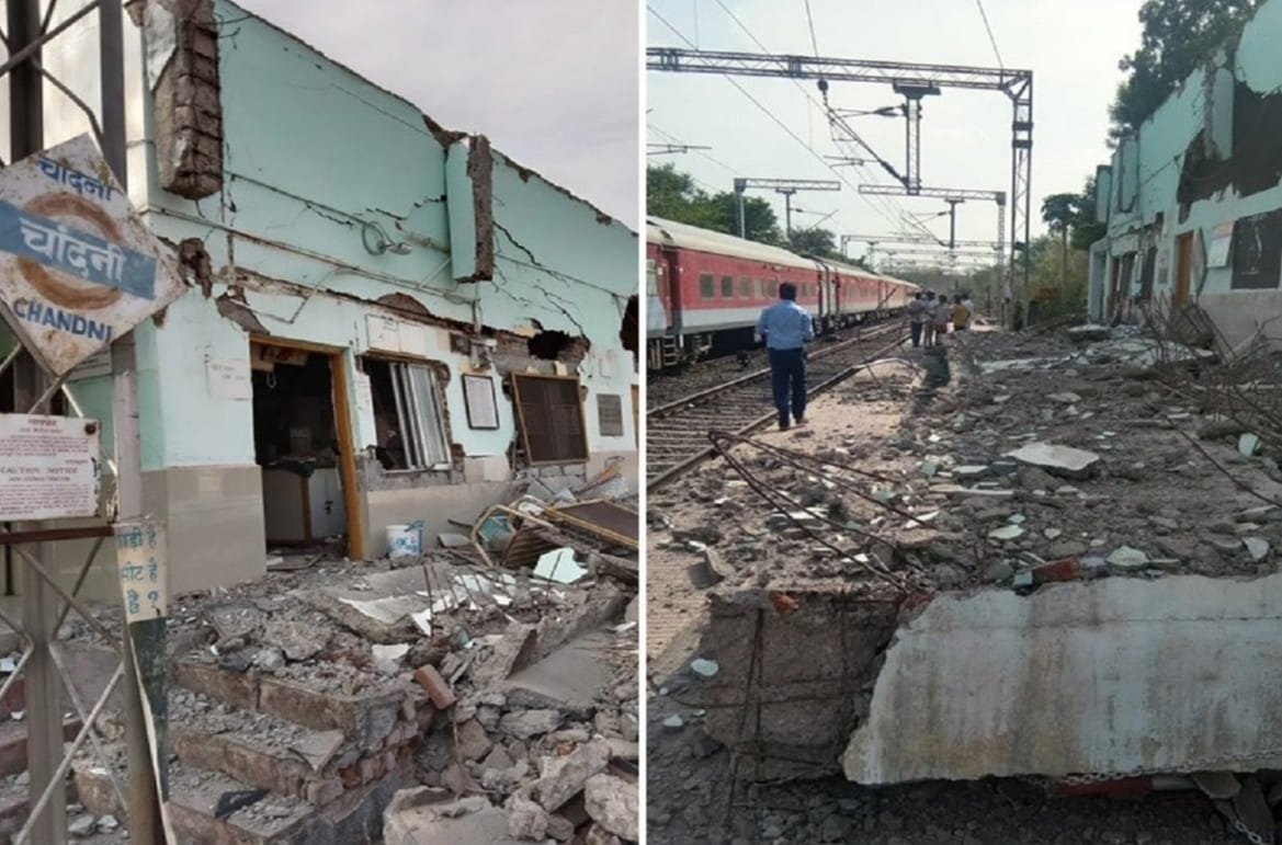 Chandni Railway Station building collapses due tremors felt by speeding Train