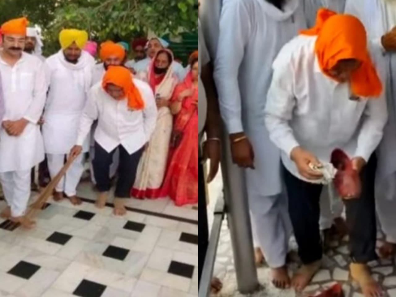 ‘Panj Pyare’ remark: Harish Rawat Wipes shoes, sweeps gurdwara