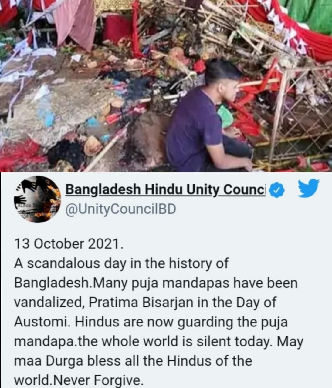 Bangladesh Three people were killed as Mob vandalise Durga Puja pandals