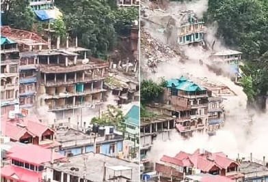 Several buildings collapse due to landslide in Kullu
