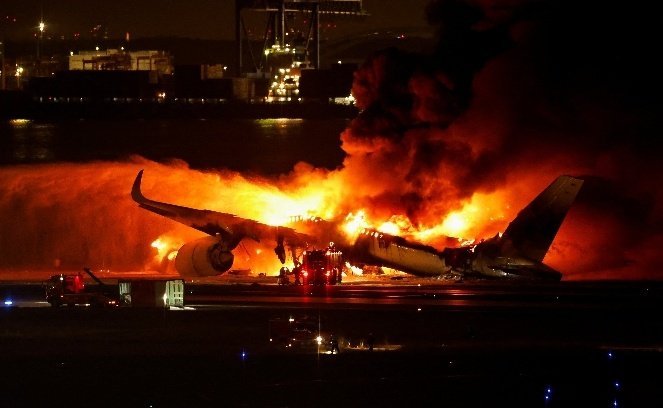 Japan Plane Catches Fire While Landing At Tokyo Airport, 367 Passengers Safely Evacuated