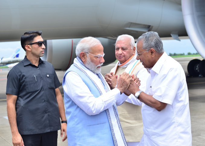 "Prime-Minister-Narendra-Modi-arrived-at-Kannur-airport-where-he-was-welcomed-by-Governor-Arif-Mohamm" "PM-Modi-Reaches-Wayanad"
