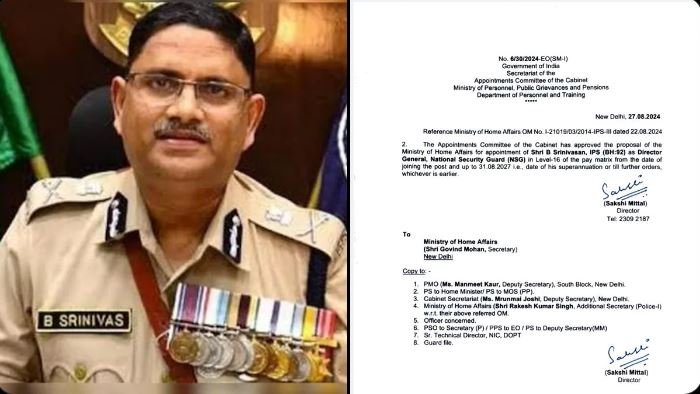 Centre appoints Bihar Cader IPS B Srinivasan as new NSG Director General