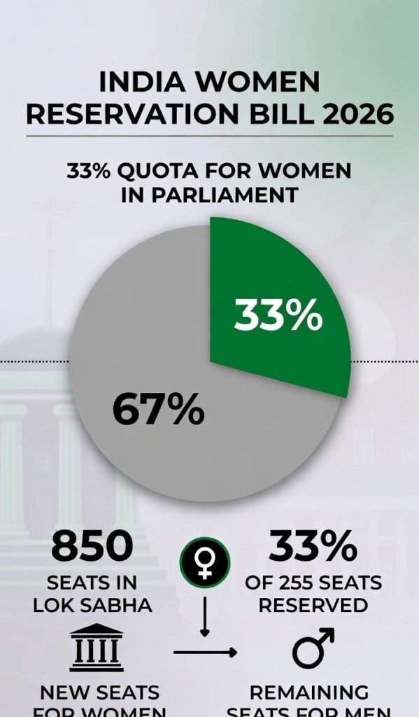 Women Reservation Bill 2026 33% Quota, 850 Seats Explained