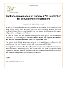 Banks Open Sunday Before Strike