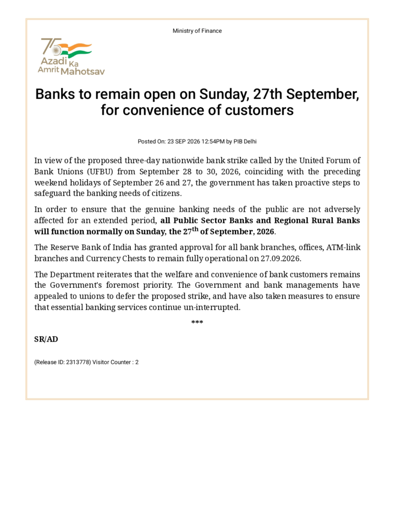 Banks Open Sunday Before Strike