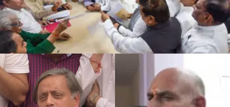 Congress-leaders-Mallikarjun-Kharge-Shashi-Tharoor-and-KN-Tripathi-on-Friday-filed-their-nomination-papers