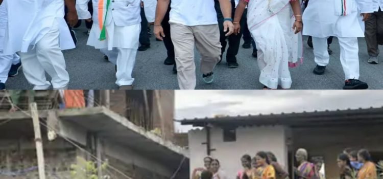 Rahul Gandhi climbs over stairs to meets People